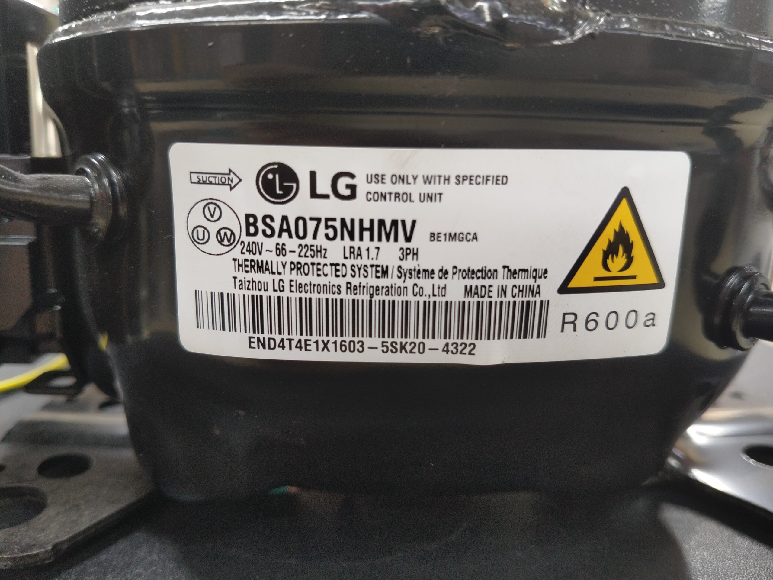 Compresseur Inverter LG BSA075NHMV – R600a, 220-240V, Pour Réfrigérateur & Congélateur – Image 2
