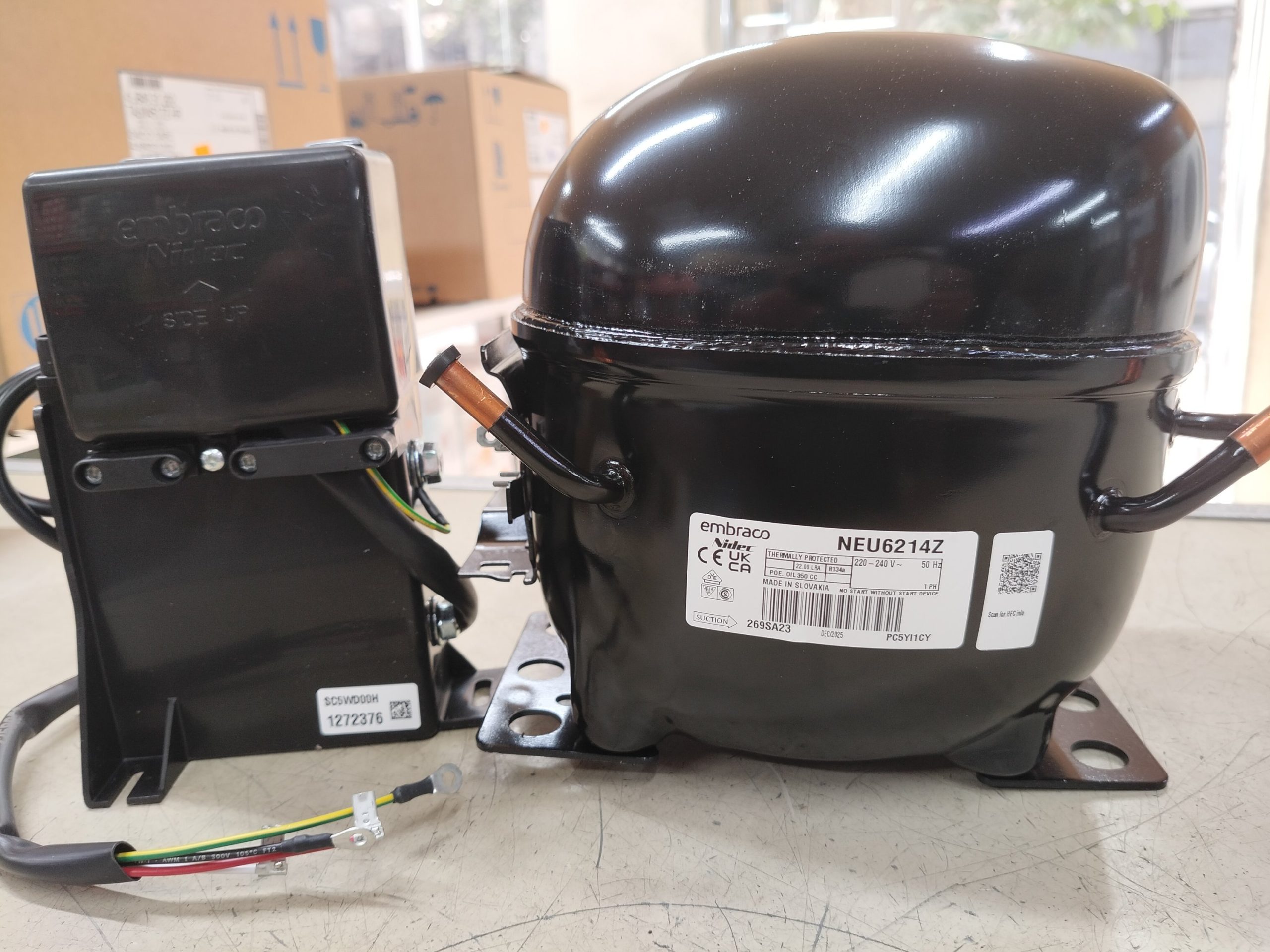 Compresseur Hermétique Embraco NEU6214Z - 2/3 HP - Gaz R134a (Aspera / HBP) – Image 2