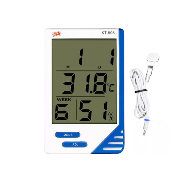 Thermo-Hygromètre Numérique KT-908 avec Sonde Filaire Extérieure