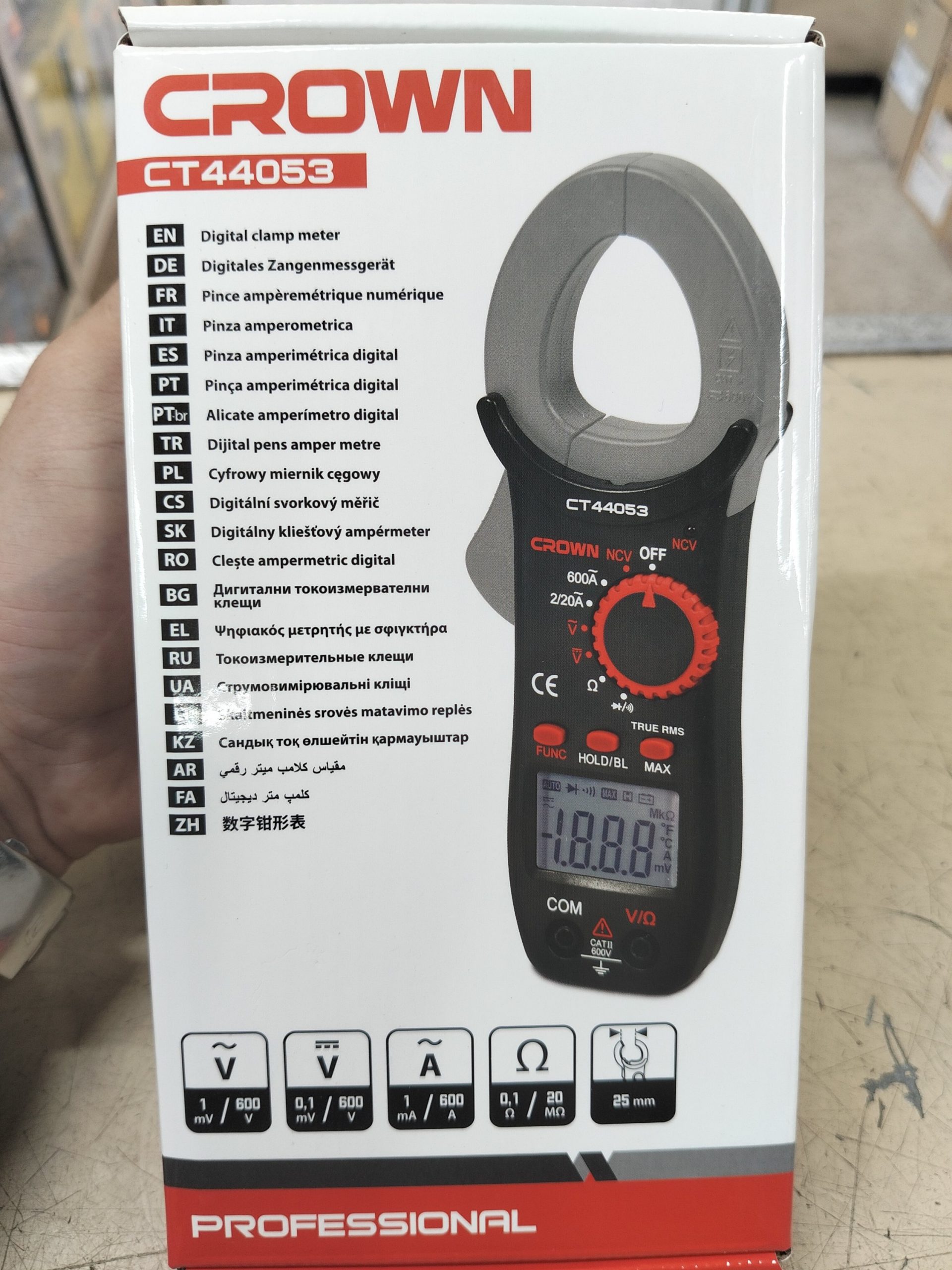 Pince Ampèremétrique Numérique CROWN CT44053 - Multimètre Digital 600V 600A